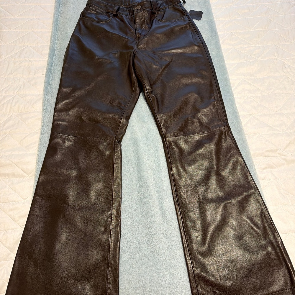Bod & Christensen chocolate brown leather flair pants